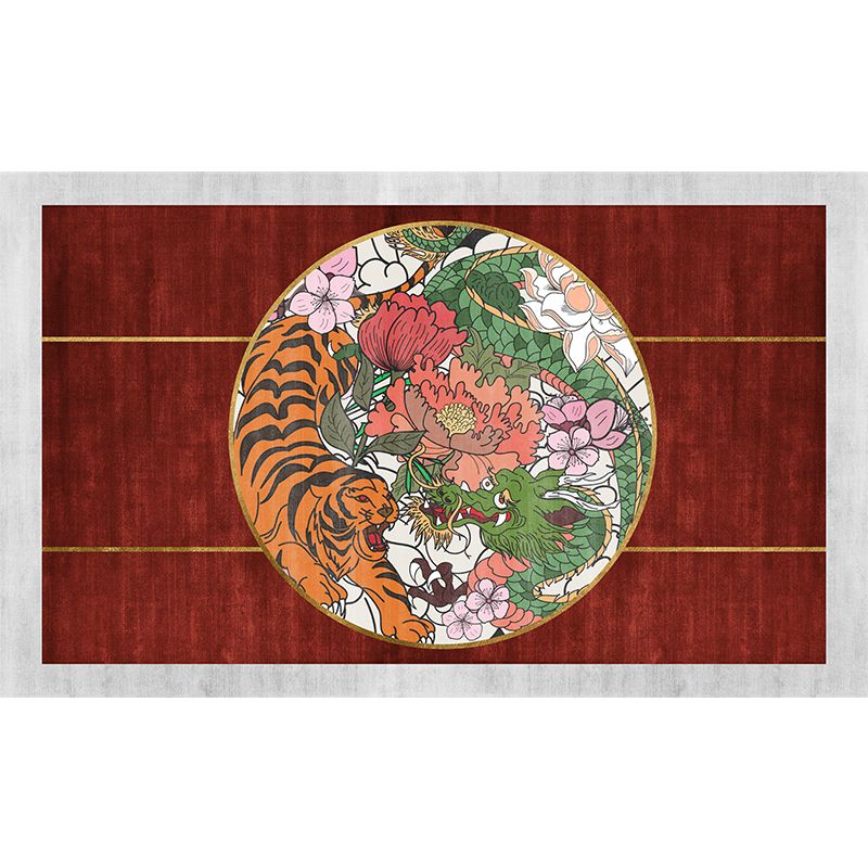 Tapis à rayures tigres vintage Tapis en polyester tapis de support sans glissement pour le salon