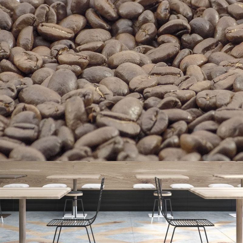 Coffee Beans Mural for Coffee Shop Stain Resistant Wall Covering, Custom Print