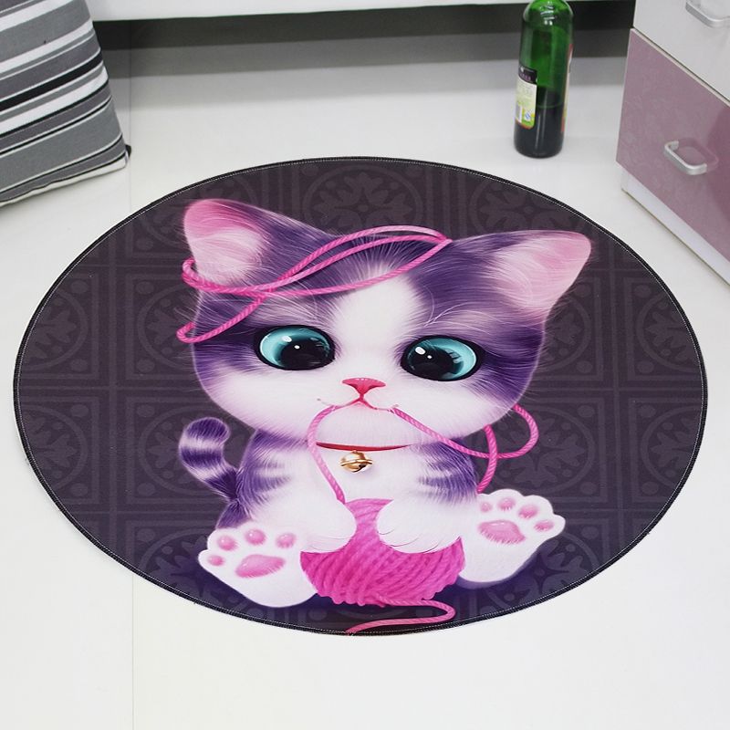 Cute Pet Patterned Rug Multi Colored Cartoon Carpet Cotton Stain Resistant Non-Slip Backing Pet Friendly Rug for Bedroom