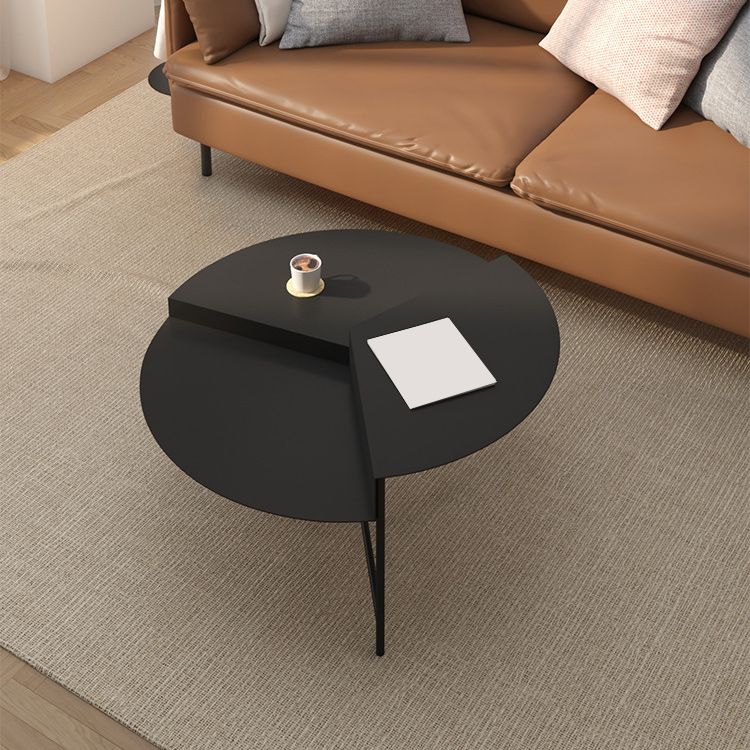 Mid-Century Modern Iron Cocktail Table with 3 Metal Legs and Round Top