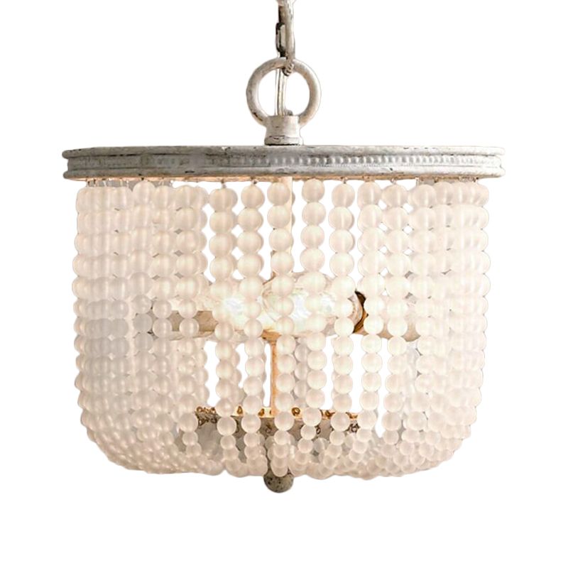 Lustre rustique de 8,5 "/ 14" de large 2 lumières 2 lumières Éclairage d'éclairage de suspension en cristal en blanc pour chambre à coucher