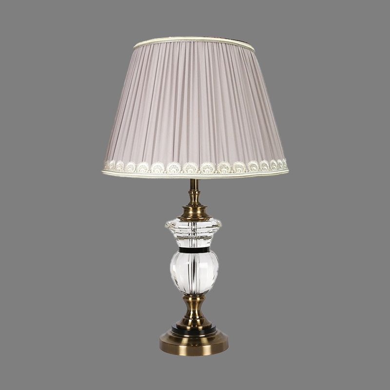 Luz de escritorio con curvas Modernismo transparente de cristal 1 lámpara de mesa nocturna de bombilla en luz púrpura