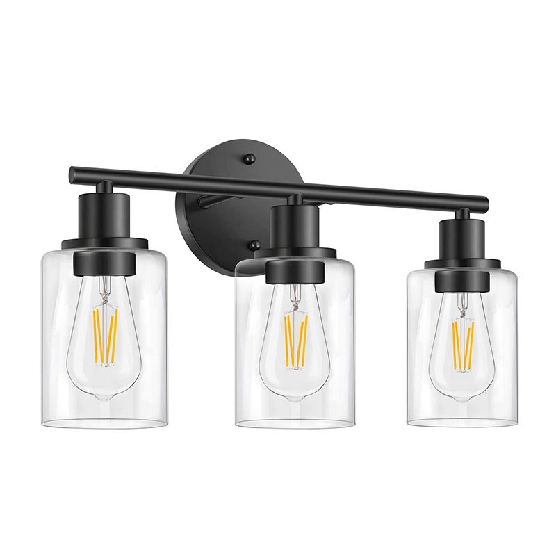 3 Lights Clear Glass Wall Mounted Light Fixture Industrial Cylinder Wall Mount Light for Bathroom