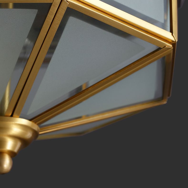 Sitting Room Colonial Style Ceiling Light Metal Overhead Lighting Fixture in Gold