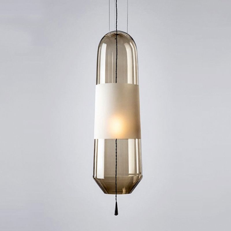 1 pendentif cylindrique léger moderne table de salle à manger en verre soufflé à la main