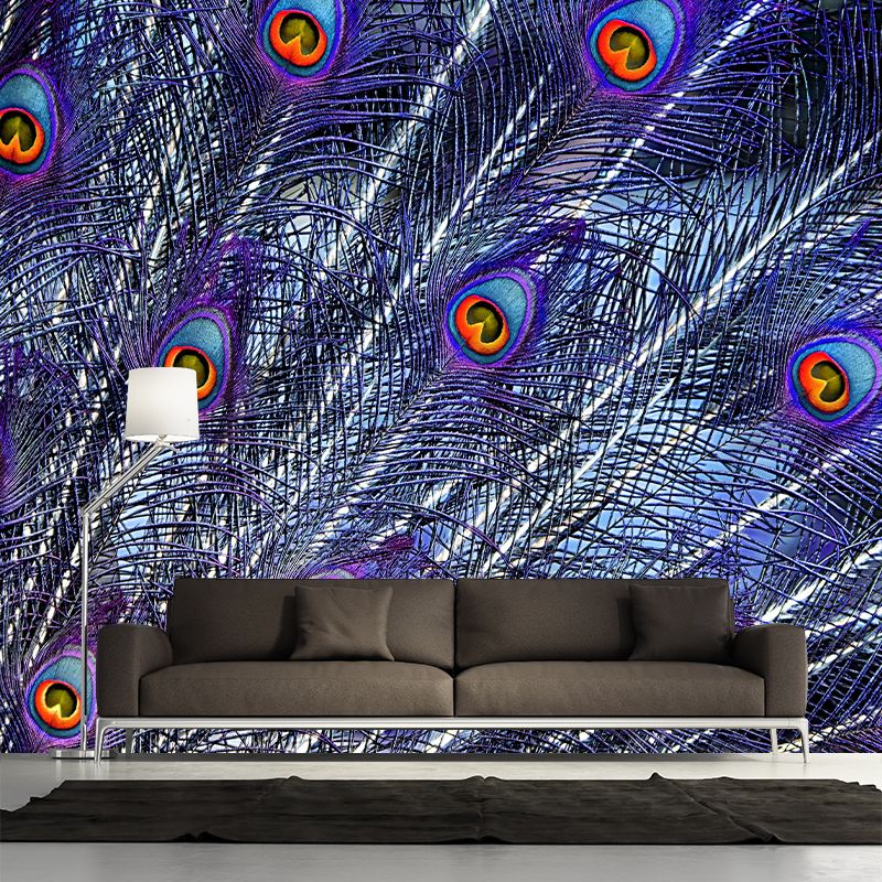 Peacock Feather Wallpaper Mural Tropical Style Girls Room Mural for Wall Decor