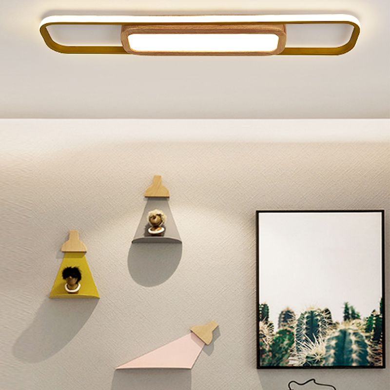 Luminaires de plafond affleurants modernes, plafonnier en bois pour salon