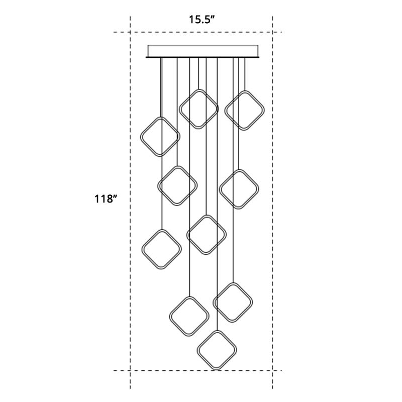 Metallic Halo Multi Pendant Light Minimaliste de suspension à LED dorée minimaliste pour escalier