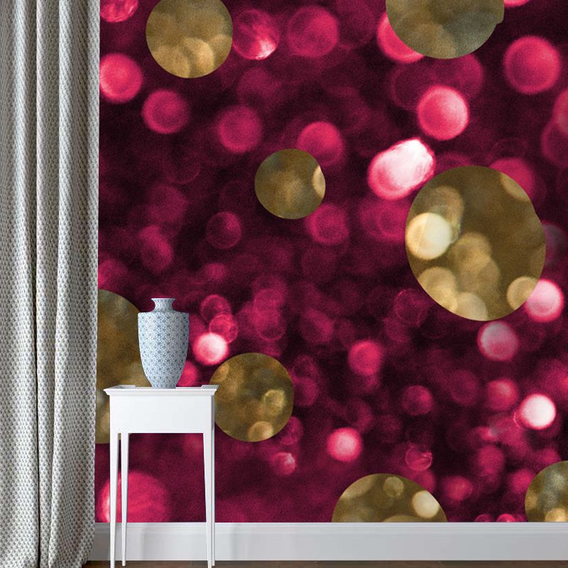 Glitter Waterproof Mural Wallpaper Modern Faux Sequins Wall Covering in Rose Pink