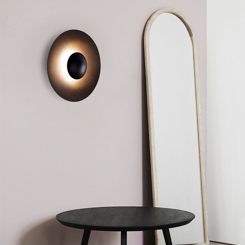 Postmodern Iron Wall Light Circle Shape LED Wall Lamp with Metal Shade for Bedroom