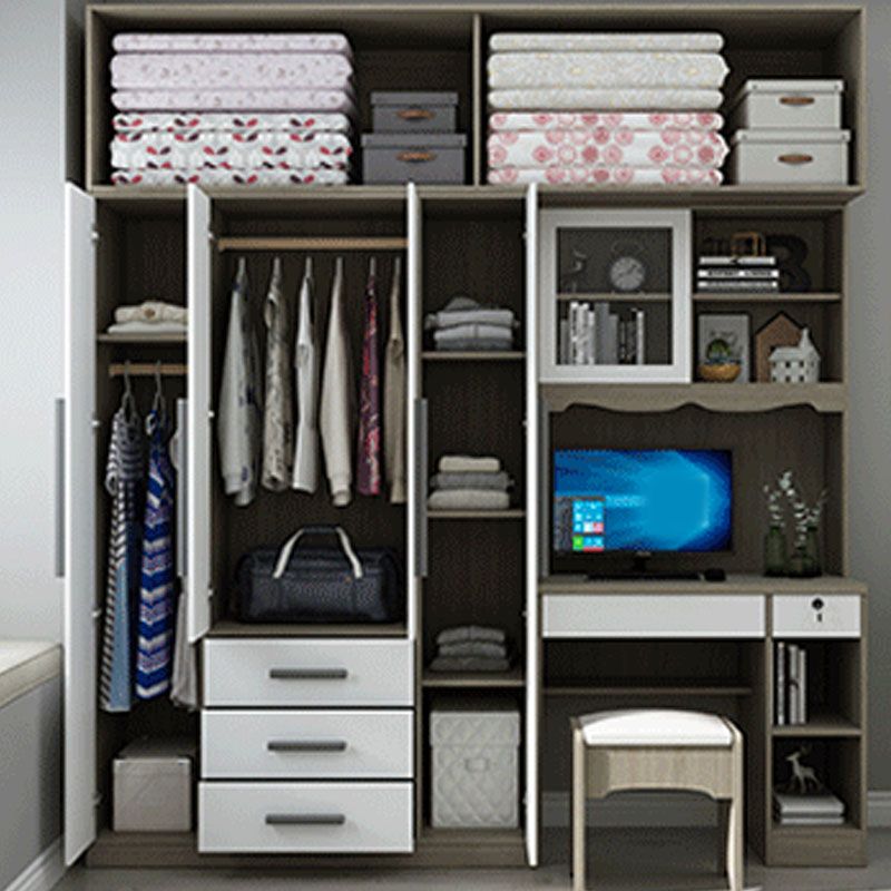 Wooden Wardrobe Cabinet Traditional Style Wardrobe for Bedroom