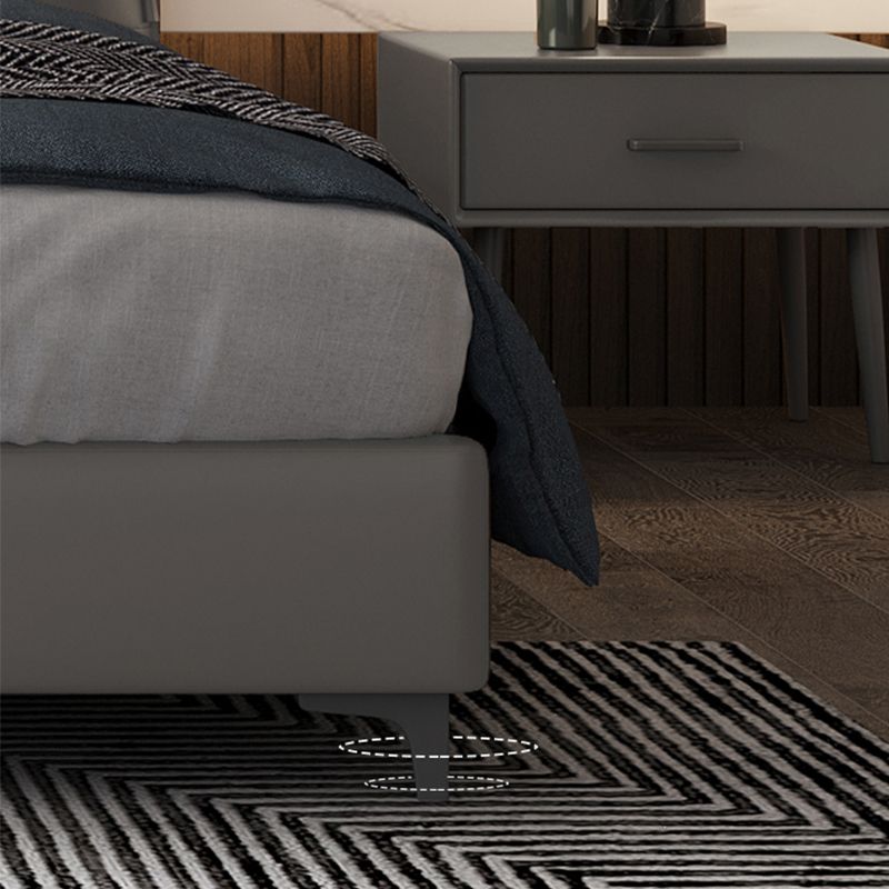 Wood and Upholstered Standard Bed Contemporary Panel Bed, 47" Tall