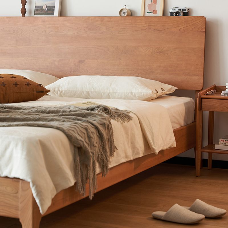 Modern Standard Bed Solid Wood Bed Frame with Headboard and Mattress