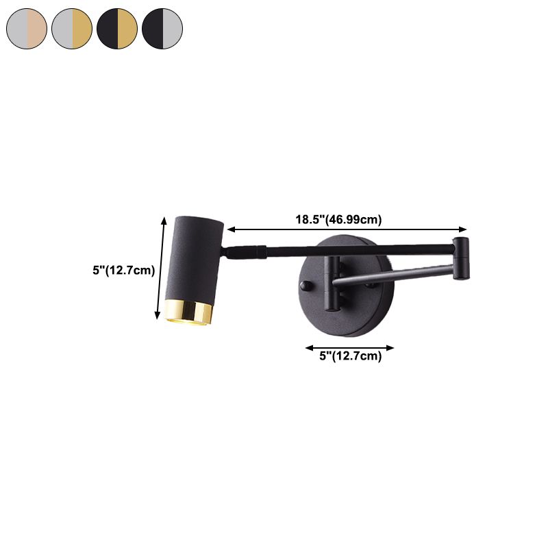 Modern Circle Shape Wall Sconce Reading Wall Light with Metal Shade for Bedroom