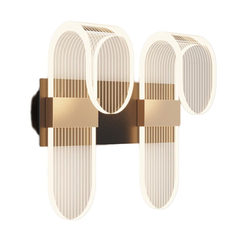 Shaded Sconce Light Fixture Minimalist Style Acrylic LED Bedroom Wall Light Fixture in Gold