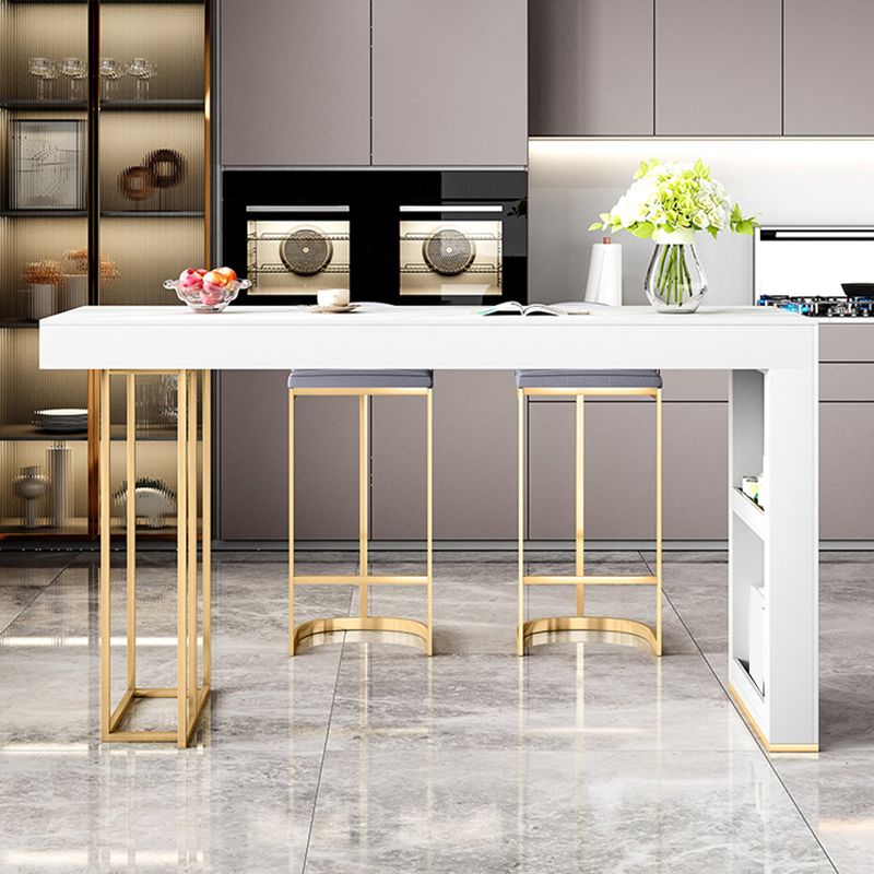 Contemporary Style Rectangle Bar Table Stone Fixed Bistro Bar Desk