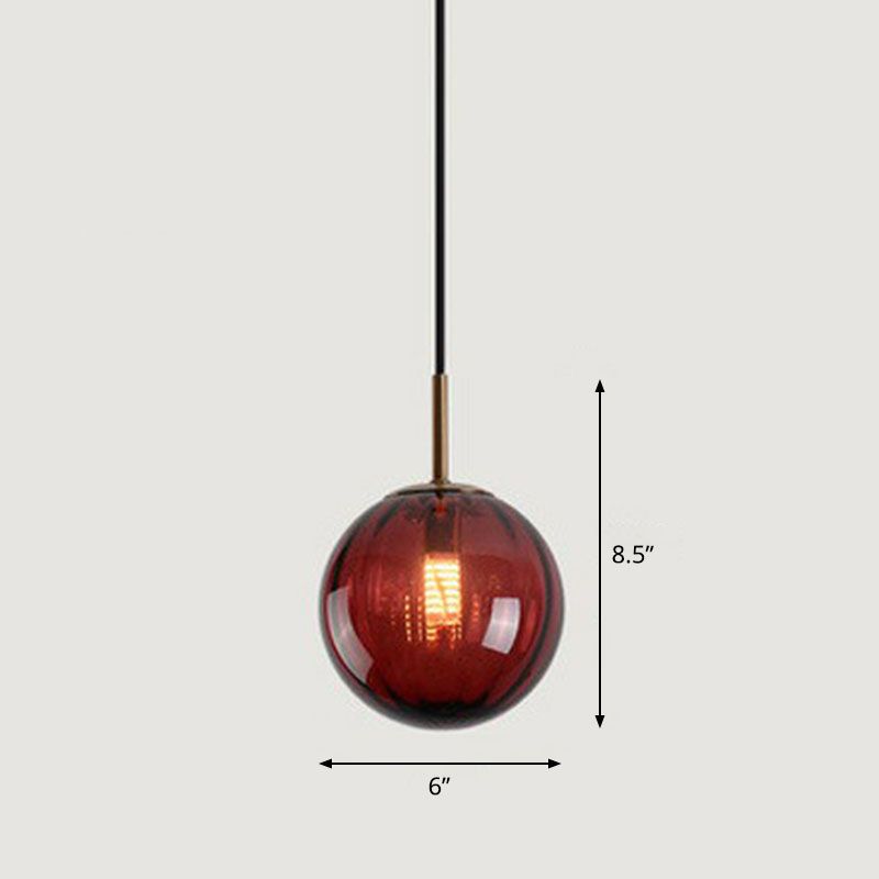 Multi-Color Glass Ball Pendulum Light Contemporary 1 Head Ceiling Pendant over Dining Table