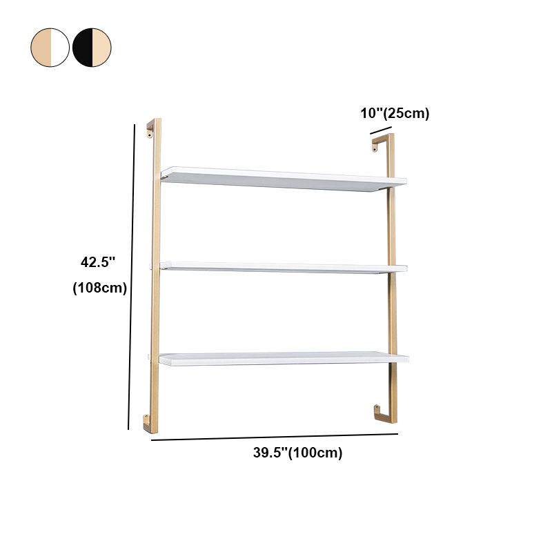 Contemporary Wall Unit Bookcase Metal Frame Pine Wood Shelf Bookshelf