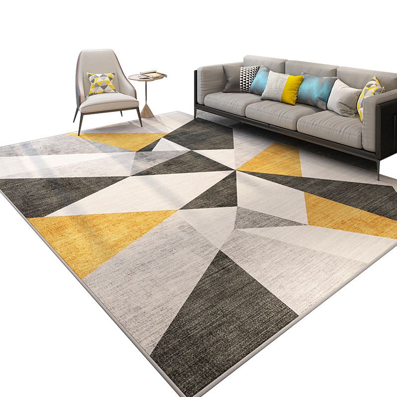 Stylish Modern Area Rug Multicolor Geometric Pattern Carpet Stain Resistant Non-Slip Backing Washable Rug for Drawing Room