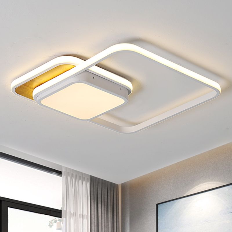 Lampada da soffitto geometrica nera/bianca moderna a LED in metallo a luce bianca/calda, 18 "/21,5" Wide