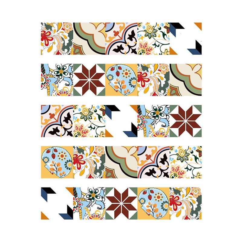 Bohemian Style Flower Wallpaper Panel for Kitchen 3.5' x 8" Peel off Wall Covering in Brown