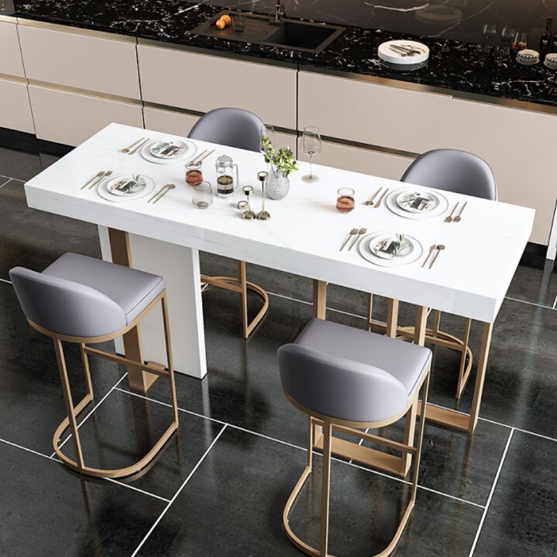 Glam Style Bistro Bar Table Faux Marble Bar Table for Living Room