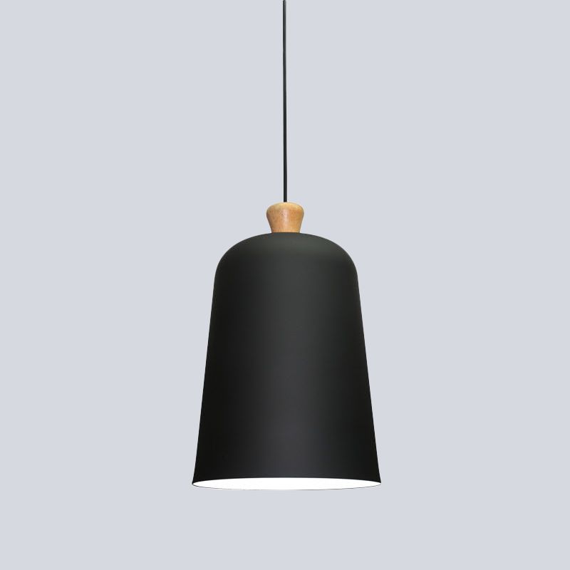 Pink/Grey/Black Bell Pendant Lamp Modern Style 1 Bulb Aluminum Ceiling Lighting for Dining Room