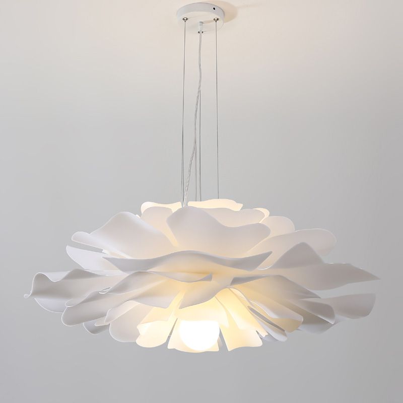 Bedroom Pendant Ceiling Light Nordic White Pendant Light Kit with Floral Acrylic Shade