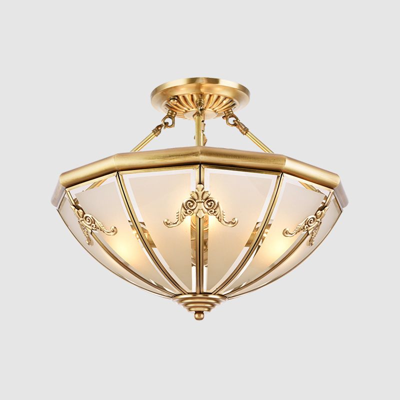 Éclairage de montage de plafond en verre en laiton de style vintage de lumière de bâti semi-encastré inversé