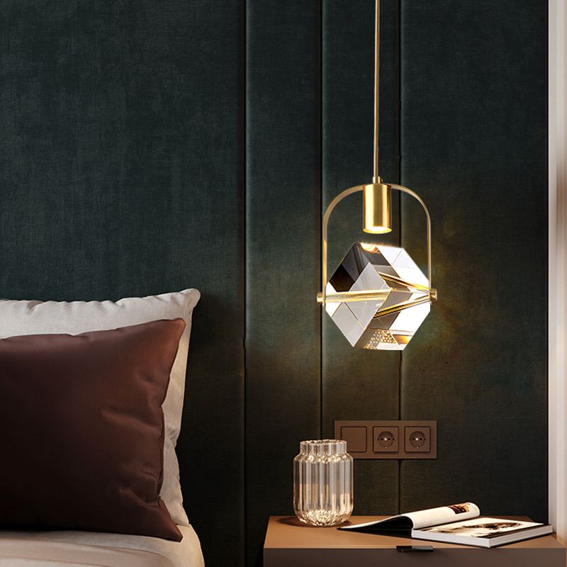 Geometrieform Kristall Anhänger Licht moderner Stil 1 Licht hängende Leuchte in Gold