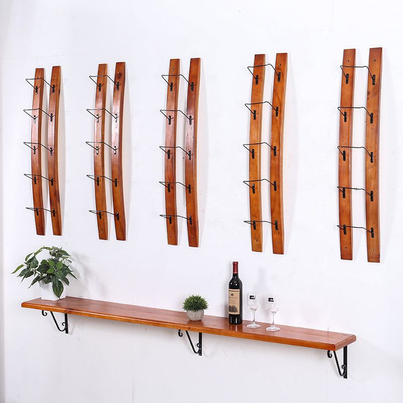 Mid-Century Modern Wine Holder Rack Wall Mounted Pine Wine Shelf