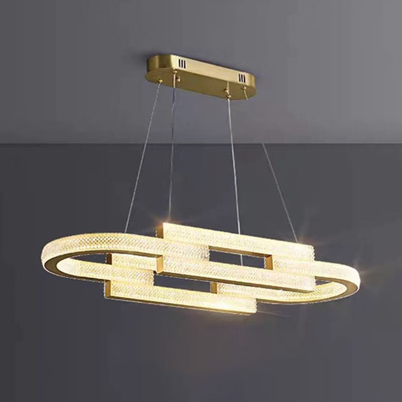 LED Gold Kitchen Island Pendant Oval Metal & Acrylic Ceiling Lighting Fixture
