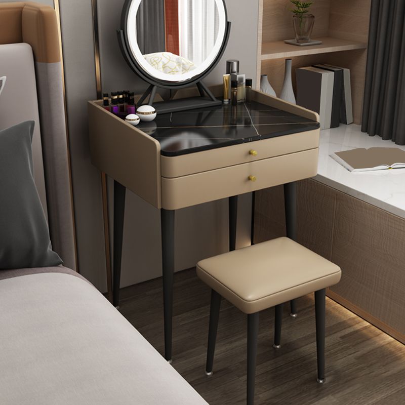 23.62" Wide Stone Vanity Table Modern Makeup Vanity Table Set with Storage Drawers