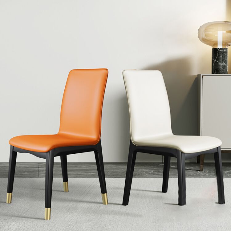 Silla de comedor de madera de estilo escandinavo, silla sin brazos con respaldo macizo (juego de 2)