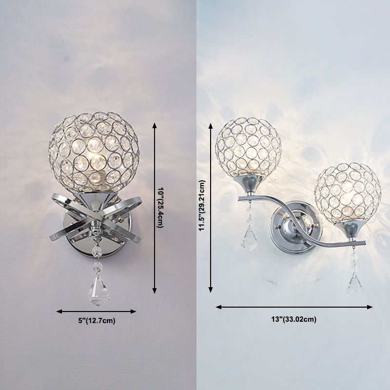 Lámpara de pared de globo lámpara de luz moderna montada en la pared con sombra de cristal transparente