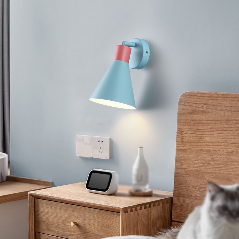 Macaron Style Wall Mount Light 1-Light Wall Light with Iron Shade for Living Room