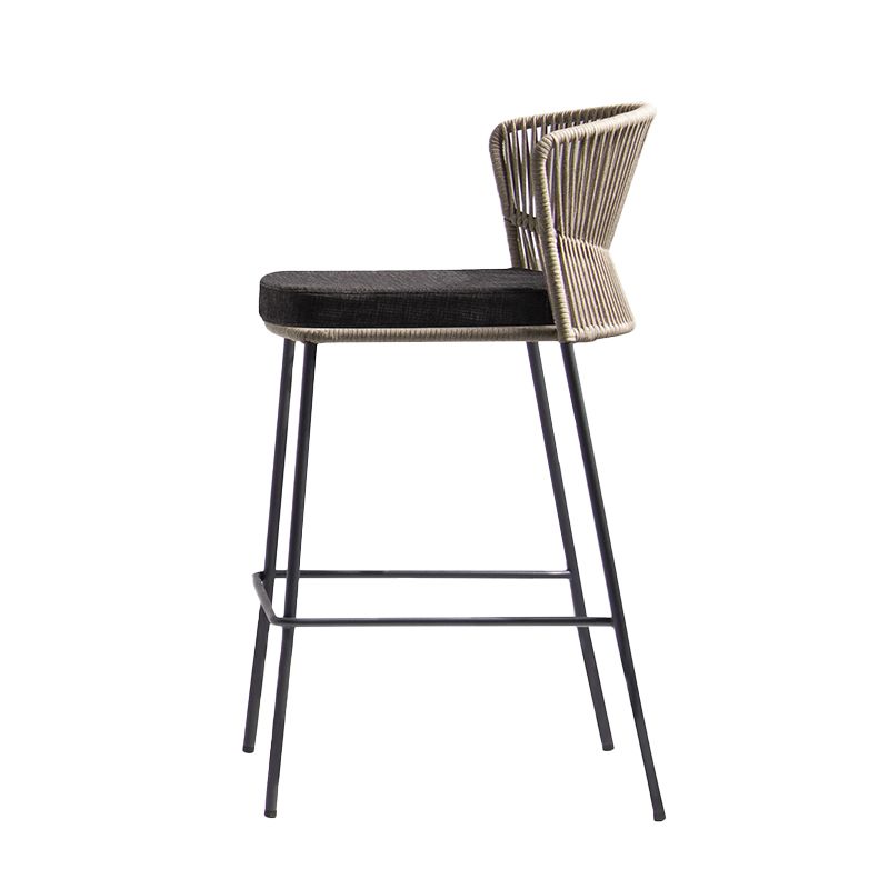 Industrial Bar Stool Upholstered Backrest Counter Stool for Dining Room