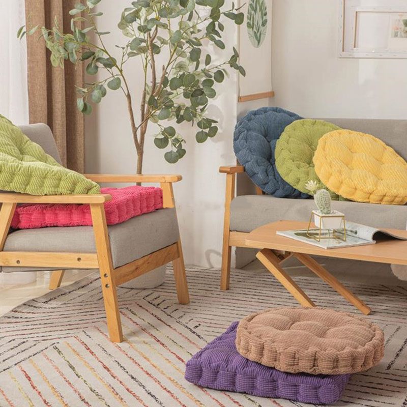 Modern Pouf Ottoman Velvet Tear Resistant Upholstered Tufted Solid Color Square Ottoman