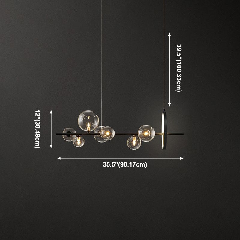 Luces de lámparas de la isla contemporánea Sphere Glass Island Lights en negro