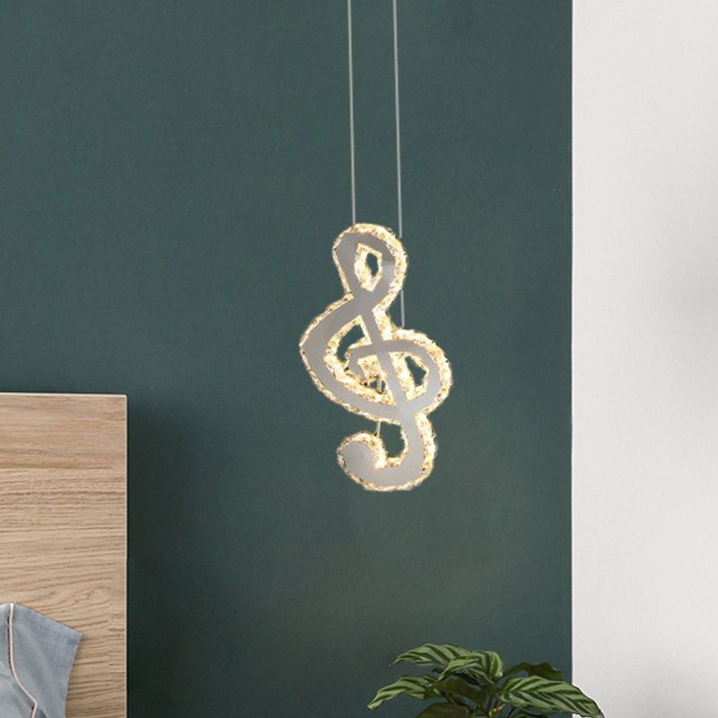 LED musical nota colgante kit de luz contemporánea de acero inoxidable bloques de cristal de corte transparente mini lámpara colgante