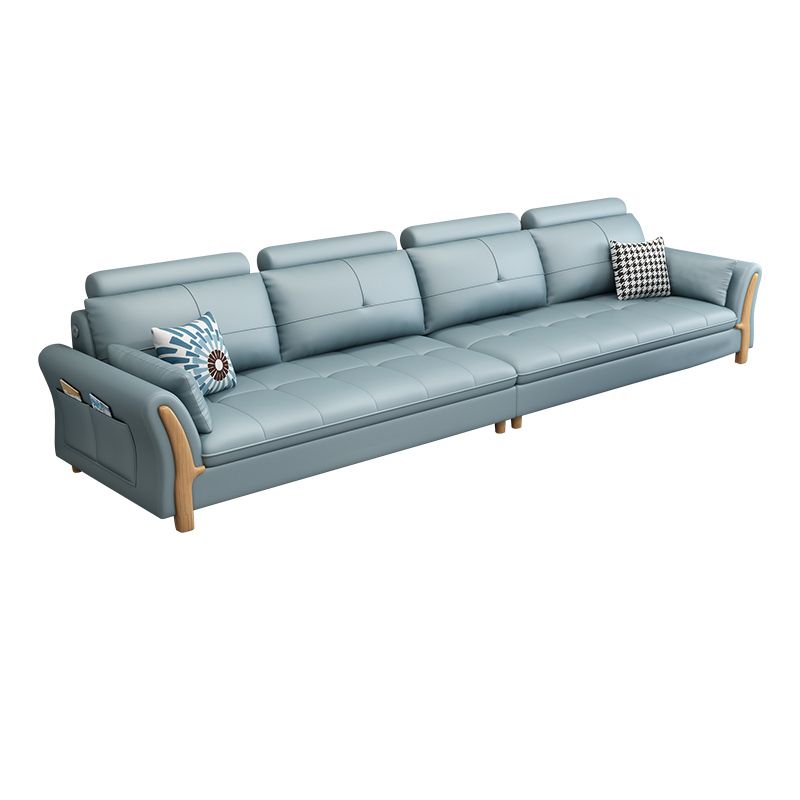 Flared Arm Sectional with Adjustable Headrest and Pocket Storage for Living Room