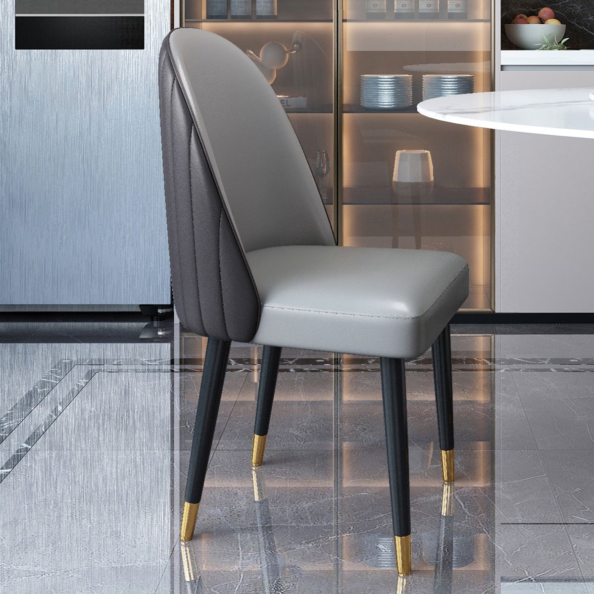 Noordse stijl lederen eetkamerstoel thuiszijde Parsons stoel voor keuken