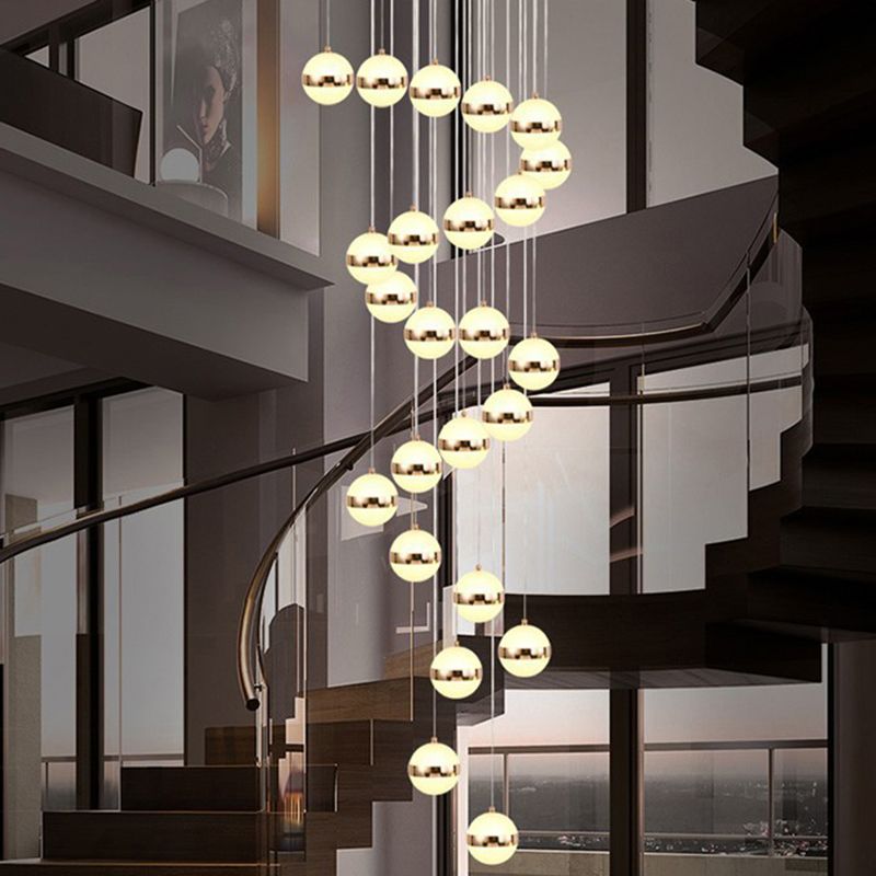Acrylgold -LED -Anhänger Licht im modernen Stil Aluminium Globe Hanging Lampe für Innenräume