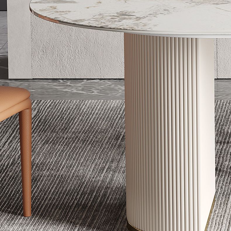 Oval Dining Table Traditional Luxury Stone Dining Table with Double Pedestal