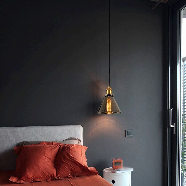 Lumo a sospensione geometrico retrò industriale lampada sospesa al coperto con tonalità di vetro