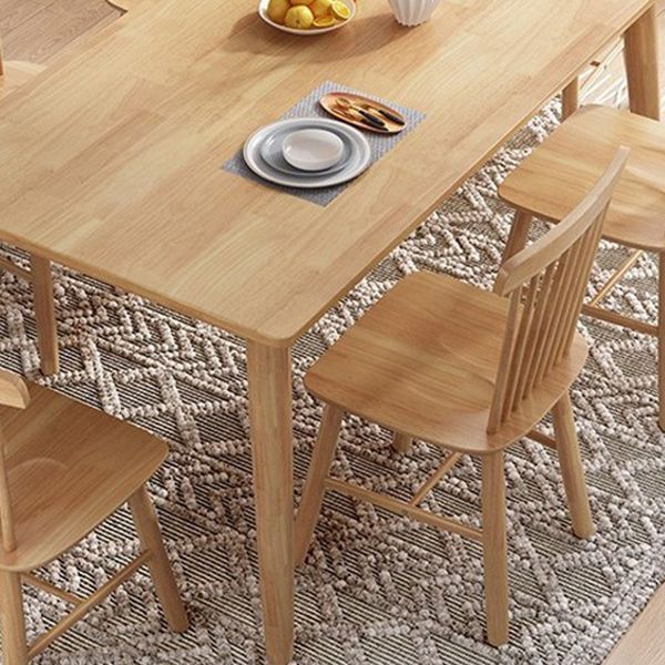 Rectangle 4 Legs Modern Table Light Wood Color Fixed Table of Oakwood Solid Wood