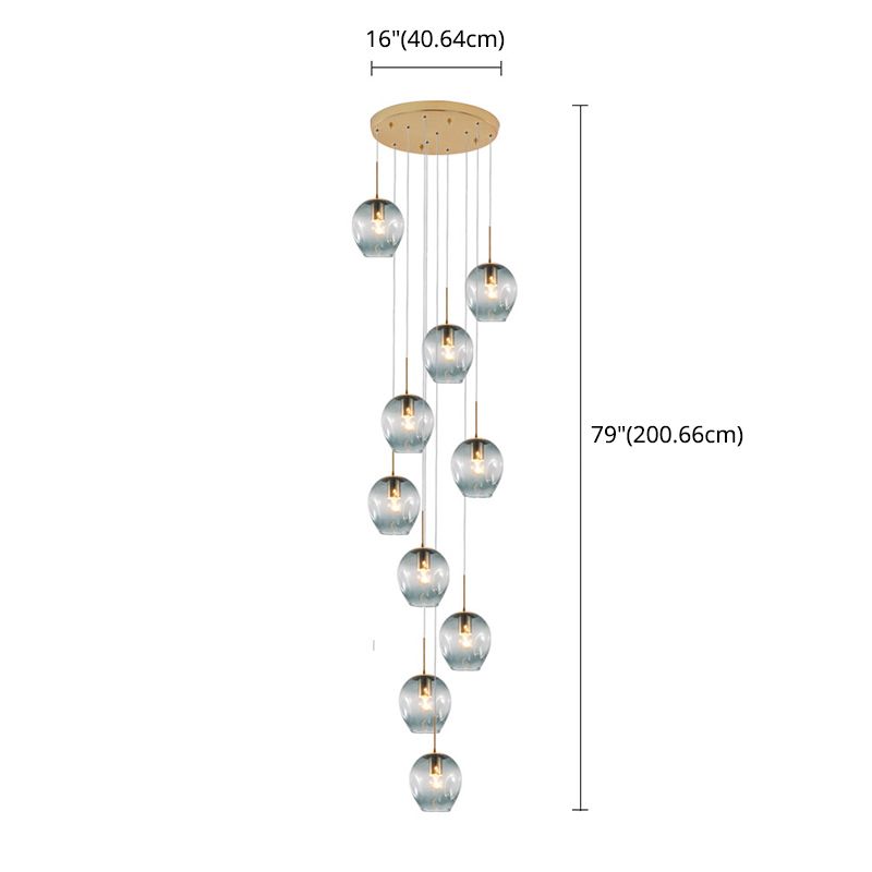 Minimalismo contemporaneo a sospensione vetro trasparente 10 piega per soffitto sospesa per le scale a spirale