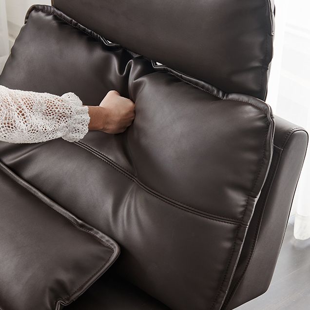 Living Room Black Leather Chaise Pillow Top Arms Modern Chaise Lounge