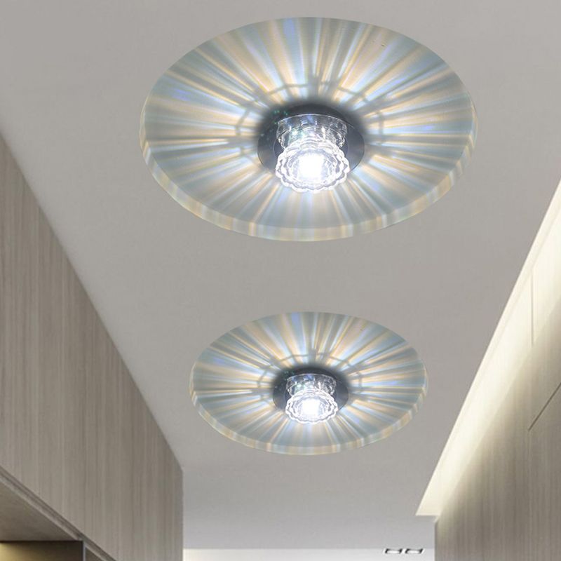 Scalloped Flush Ceiling Light Minimalist Crystal Clear Flush Mount Fixture for Corridor