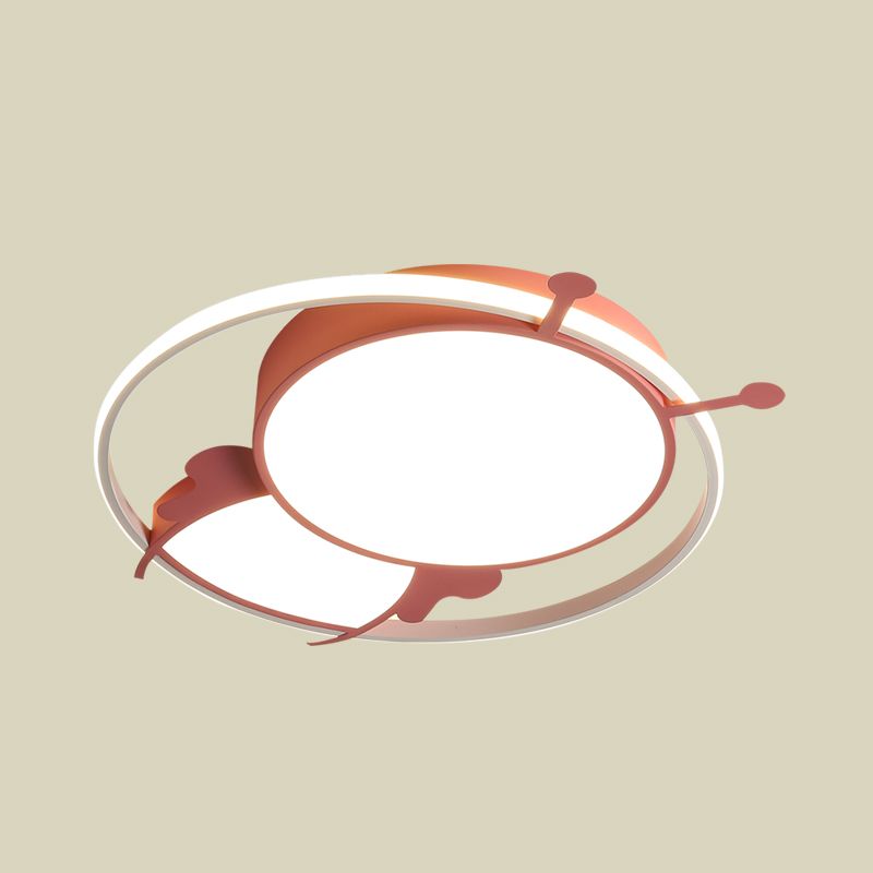 Contemporary Bee Acrylic Ceiling Lamp LED Flush Mount Spotlight in Pink/Blue for Bedroom